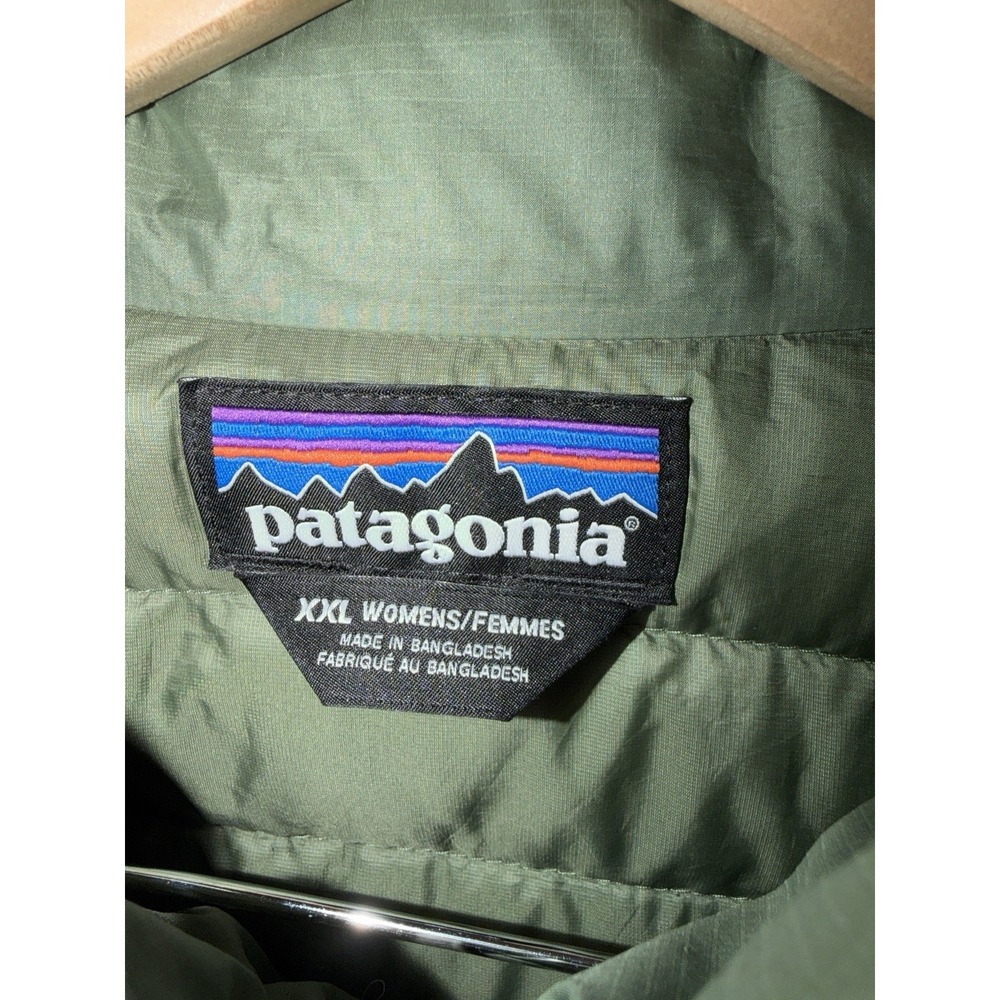 Patagonia Women's XXL Down Sweater Puffer Jacket 84683 Green Quilted Collared - Picture 2 of 9